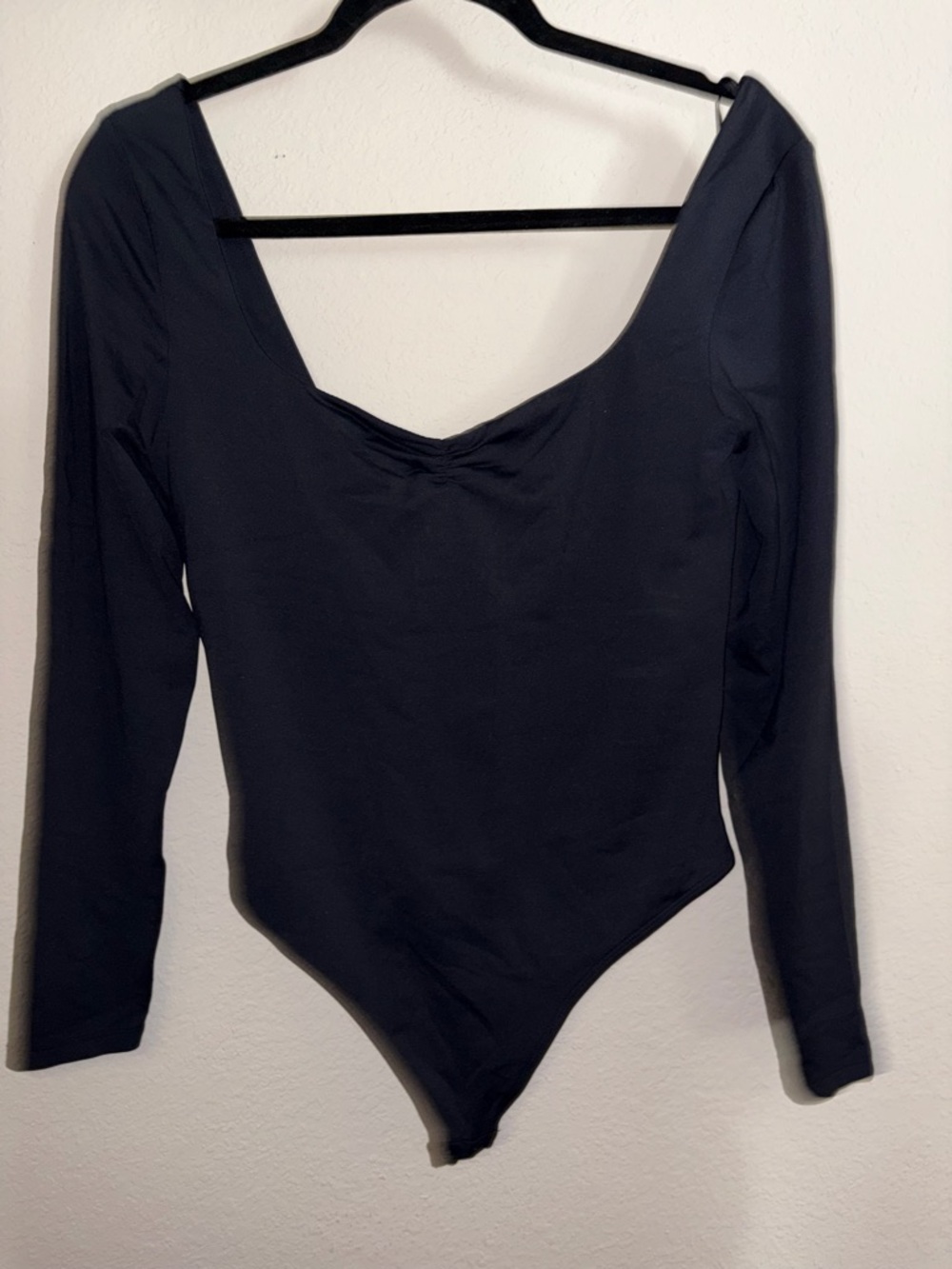 Babaton Black Long Sleeve Sweetheart Neck Bodysuit